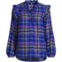 Women's Plus Size Ruffle Front Flannel Popover Blouse, Front