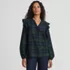 Women's Ruffle Front Flannel Popover Blouse, Front