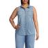 Women's Plus Size Sleeveless Denim Button Front Shirt, Front