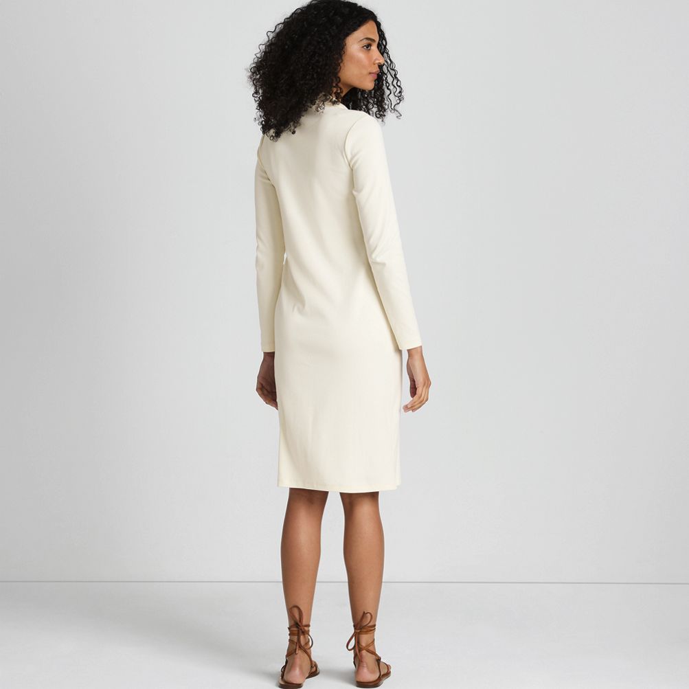 Women's Knit Rib Button Front Dress | Lands' End