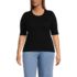Women's Plus Size Drapey Rib Skimming Elbow Sleeve Crew Neck T-shirt, Front