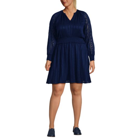 knee length dresses for ladies Unique Vintage Plus Size Black Long Sleeve Devon Swing Dress