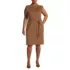 Women's Plus Size Cotton Blend Short Sleeve Mock Neck Sweater Dress, Front