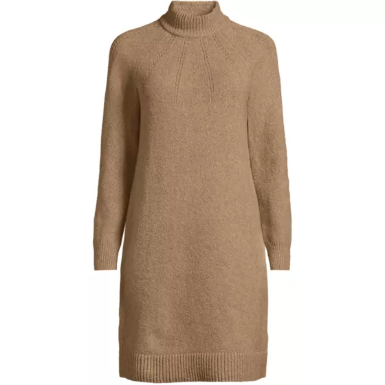 Women's Boucle Long Sleeve Raglan Mock Neck Sweater Dress - primary