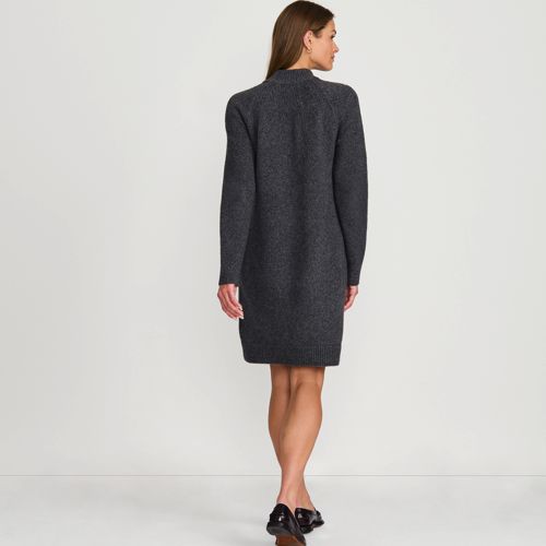 Women's Boucle Long Sleeve Raglan Mock Neck Sweater Dress, Back