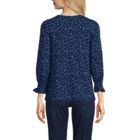 Women's 3/4 Sleeve Lightweight Jersey Button Front Top