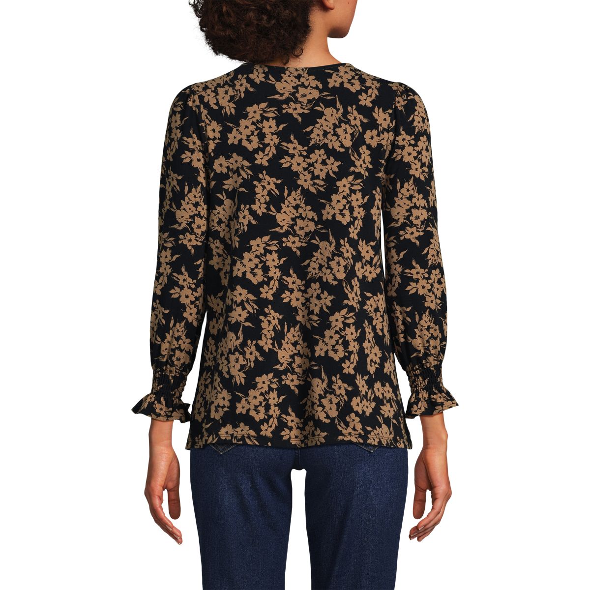Women's 3/4 Sleeve Lightweight Jersey Button Front Top