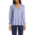 Women's Petite 3/4 Sleeve Lightweight Jersey Button Front Top, Front