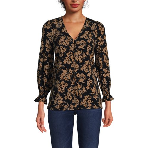 Women's 3/4 Sleeve Lightweight Jersey Button Front Top - image 3