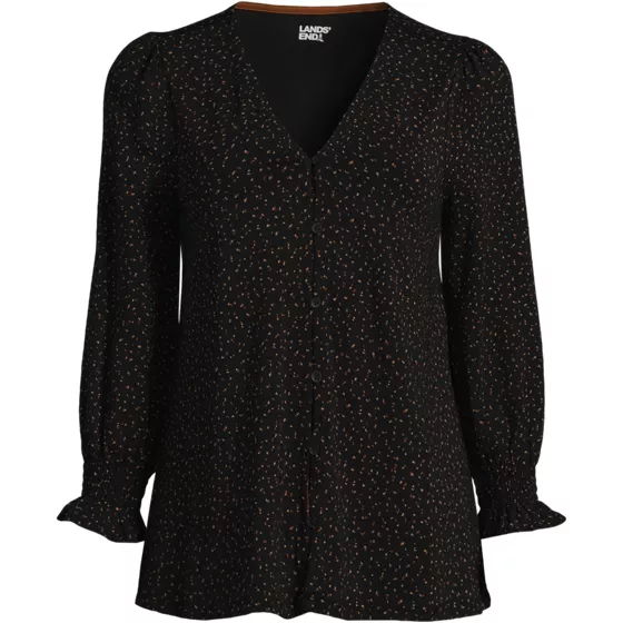 Women's 3/4 Sleeve Lightweight Jersey Button Front Top - primary