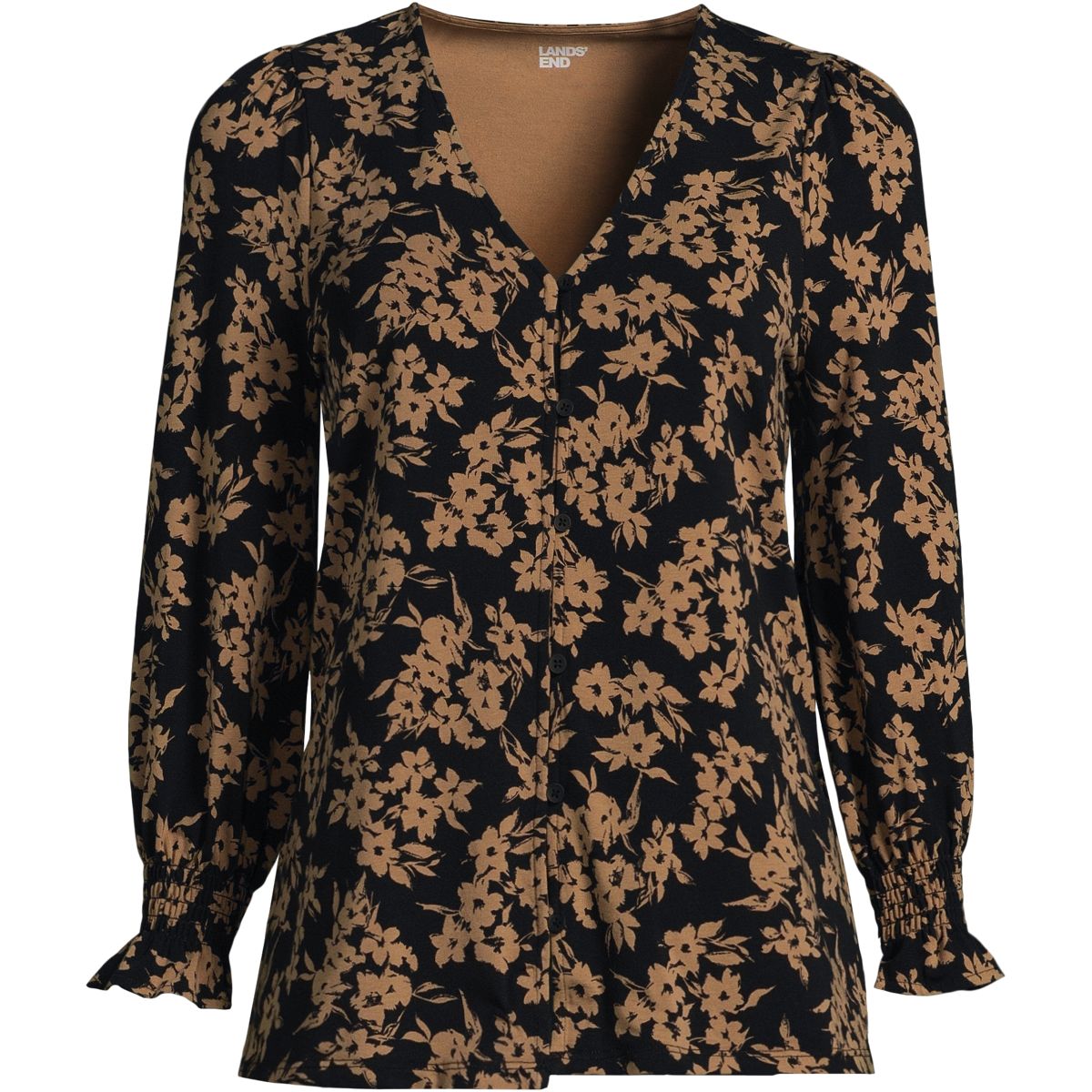 Women's 3/4 Sleeve Lightweight Jersey Button Front Top