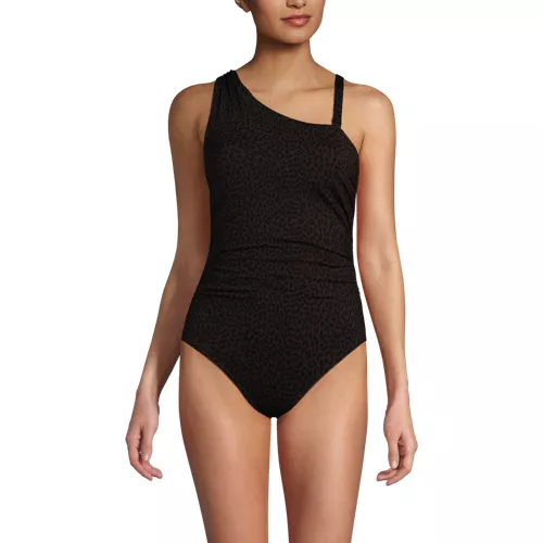 Women's Shirred One Shoulder One Piece Swimsuit, alternative image
