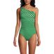 Women's Chlorine Resistant Shirred One Shoulder One Piece Swimsuit Removable Adjustable Strap, Front