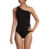 Women's Shirred One Shoulder One Piece Swimsuit, Front