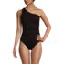 Women's Shirred One Shoulder High Leg One Piece Swimsuit, Front