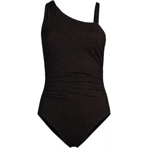 Women's Shirred One Shoulder One Piece Swimsuit, alternative image