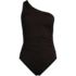 Women's Shirred One Shoulder High Leg One Piece Swimsuit, Front