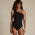 Women's Shirred One Shoulder One Piece Swimsuit, Front