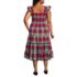 Women's Plus Size Drapey Flannel Smocked Midi Dress with Ruffle Strap, Back