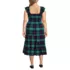 Women's Plus Size Drapey Flannel Smocked Midi Dress with Ruffle Strap, Back