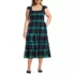 Women's Plus Size Drapey Flannel Smocked Midi Dress with Ruffle Strap, Front