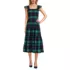 Women's Drapey Flannel Smocked Midi Dress with Ruffle Strap, Front