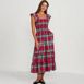 Women's Drapey Flannel Smocked Midi Dress with Ruffle Strap, Front