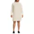 Women's Plus Size Boucle Long Sleeve Raglan Mock Neck Sweater Dress, Front