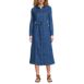 Women's Soft Denim Midi Shirt Dress, Front