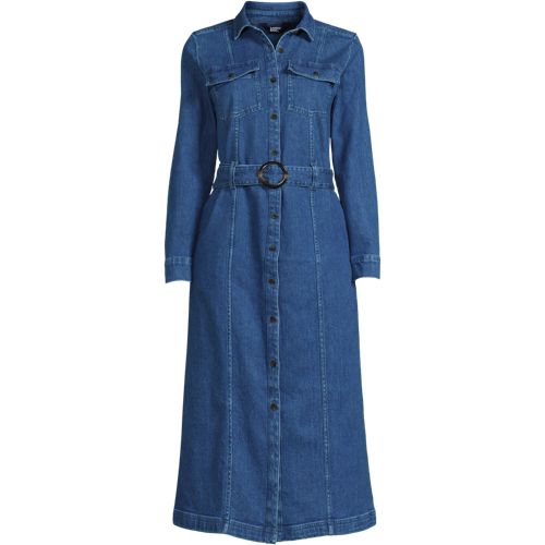 Robe chemise en jean mi longue hotsell