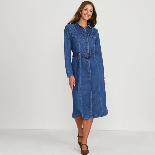 Robe chemise en jean mi longue shop