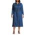 Women's Plus Size Soft Denim Midi Shirt Dress, Front