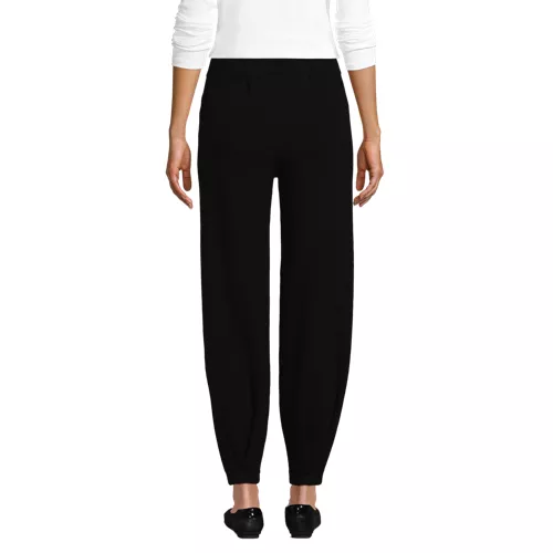 Cotton Blend Sweater Taper Pleated Pants, Back