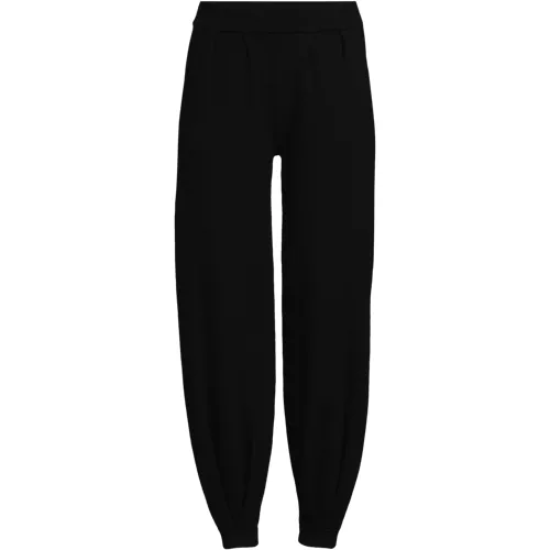 Cotton Blend Sweater Taper Pleated Pants, Front
