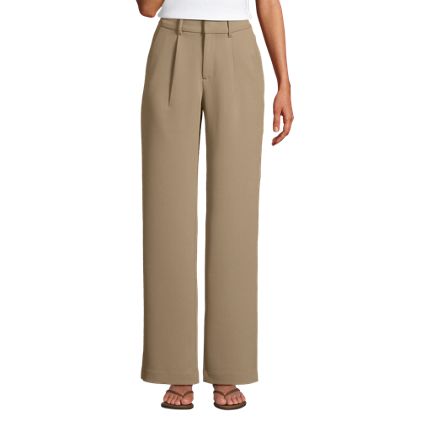 Women's Crepe High Rise Pleated Wide Leg Pants - image 4