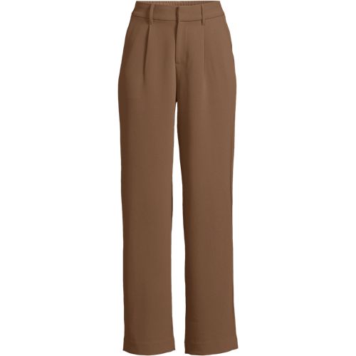  Lands' End Bundfalten-hose Aus Crêpe Mit Weitem Bein, Damen, Größe:46 Regular, Braun, Polyester-mischung, By Lands' End 