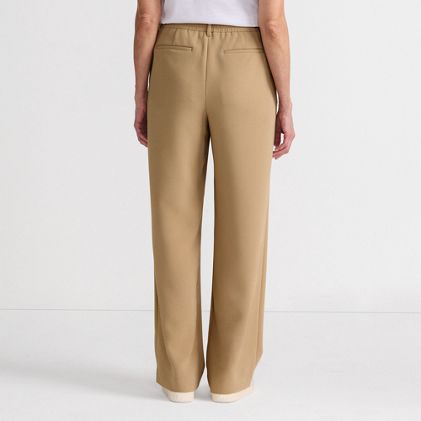 Women's Crepe High Rise Pleated Wide Leg Pants - image 1