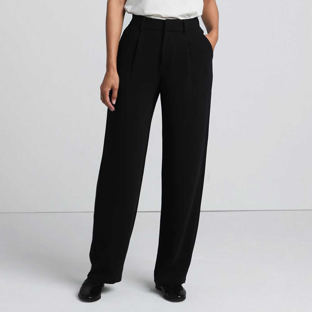 Women's Crepe High Rise Pleated Wide Leg Pants | Lands' End