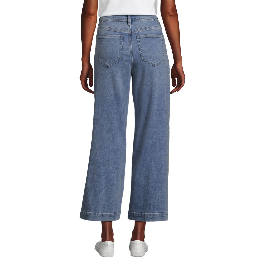 Women's Recover Denim High Rise Wide Leg Crop Jeans | Lands' End