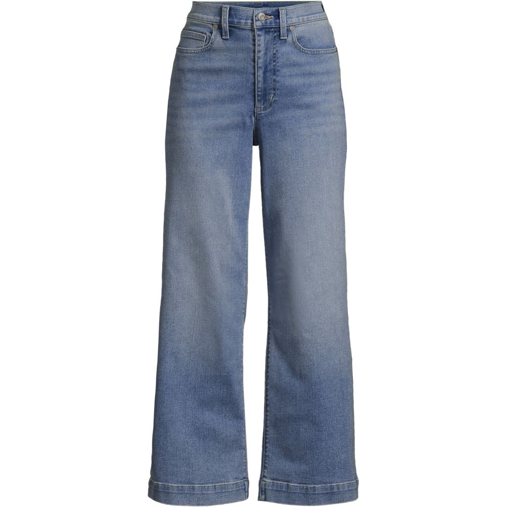 Women's Recover Denim High Rise Wide Leg Crop Jeans | Lands' End