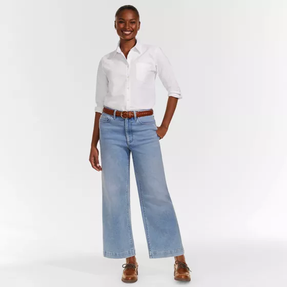 Women's Petite Recover Denim High Rise Wide Leg Crop Jeans - primary