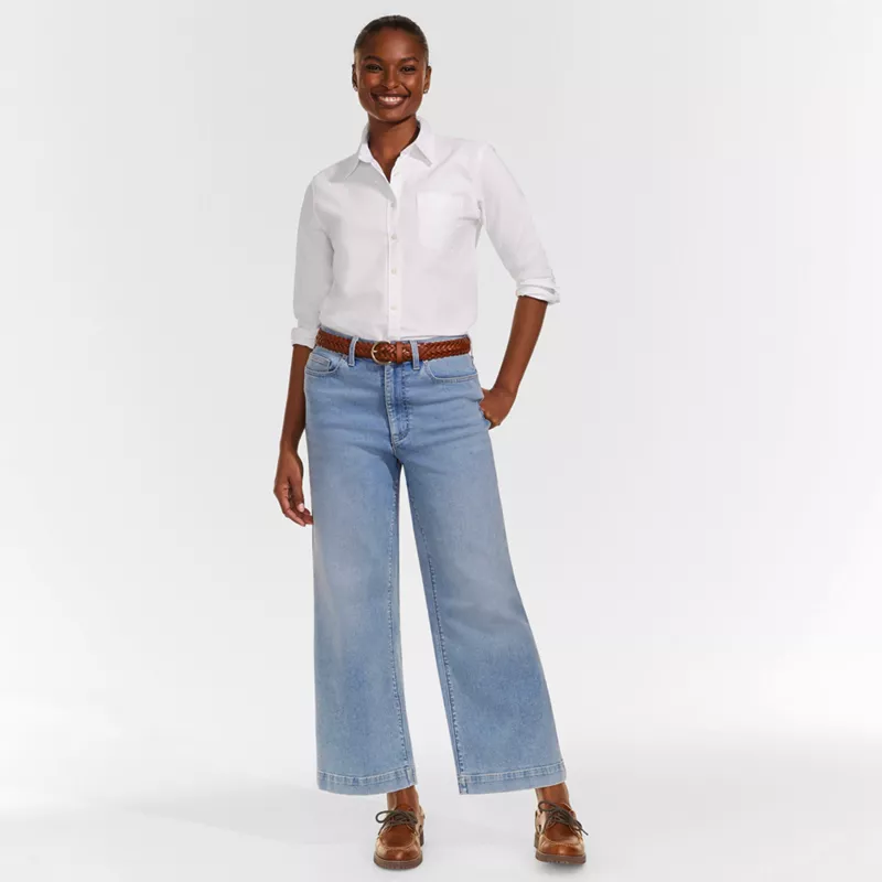 Women's Denim High Rise Wide Leg Crop Jeans, alternative image
