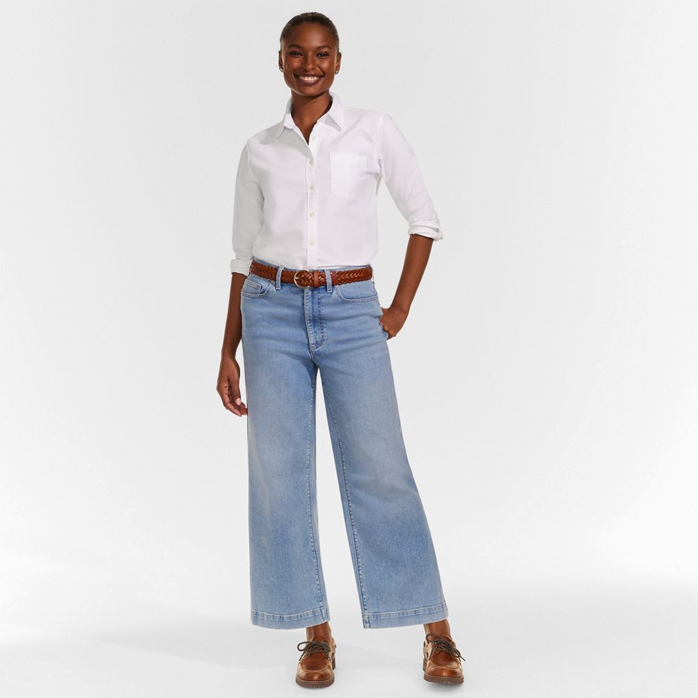 Women's Recover Denim High Rise Wide Leg Crop Jeans | Lands' End