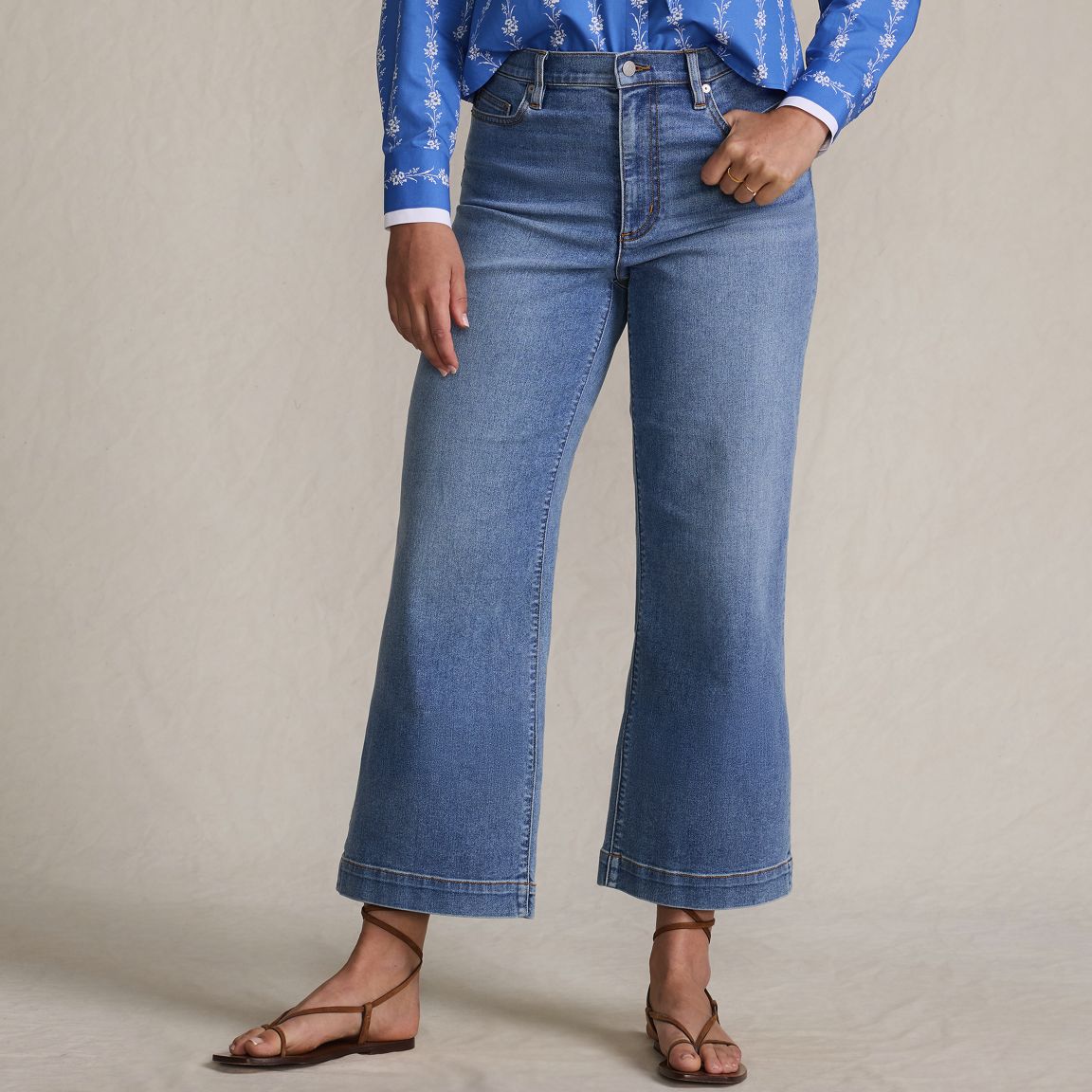 Women's Recover Denim High Rise Wide Leg Crop Jeans