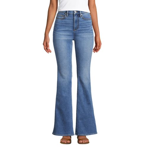  Lands' End Skinny Fit Recover Schlagjeans High Waist, Damen, Größe:40 Regular, Blau, Baumwolle/elasthan/polyester, By Lands' End 