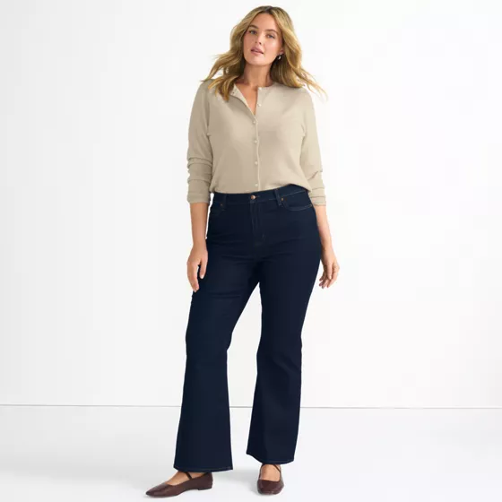 Women's Plus Size Denim High Rise Flare Jeans - primary