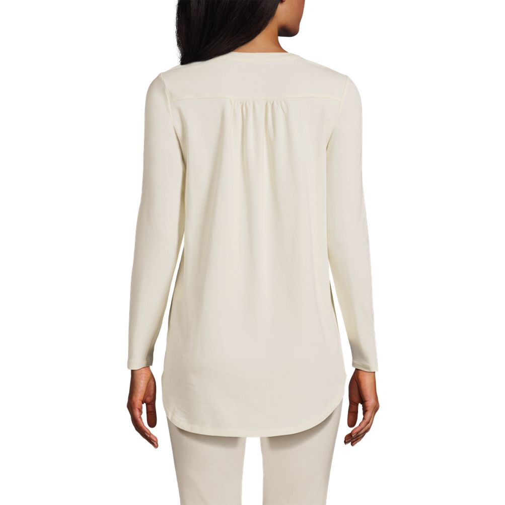 Women's Long Sleeve Lattice Pintuck Tunic | Lands' End