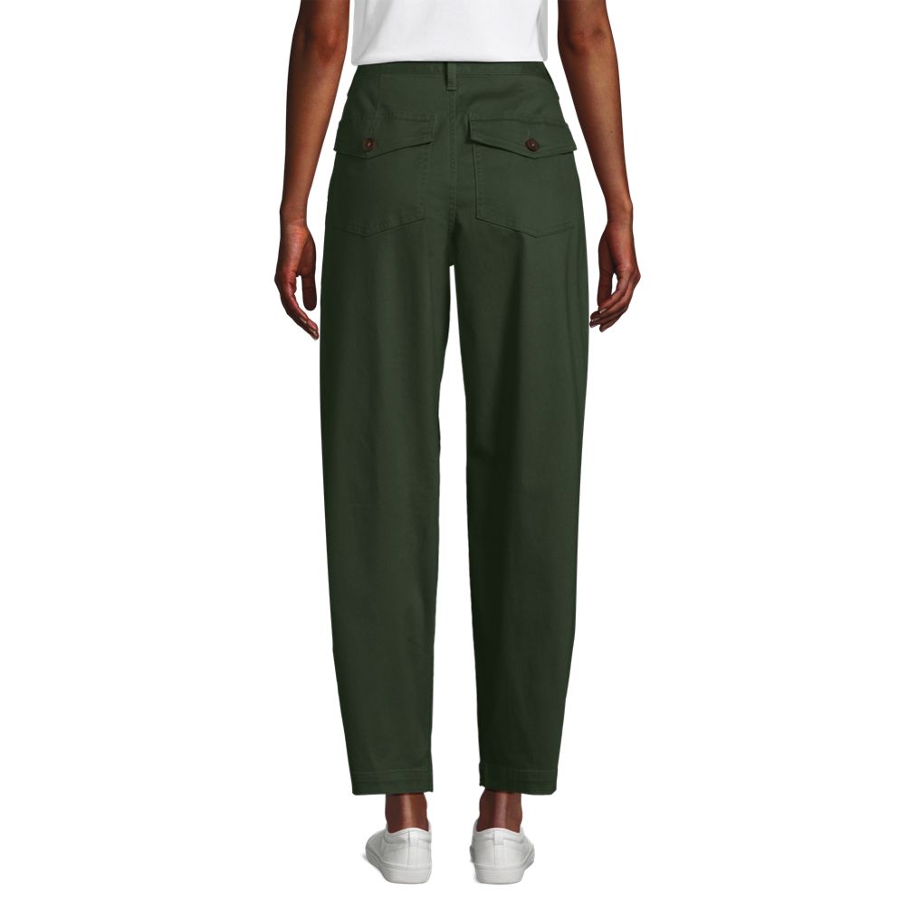 Women's Chino High Rise Barrel Leg Utility Ankle Pants