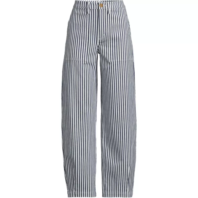 Women's Plus Size Chino High Rise Barrel Leg Utility Ankle Pants, Front