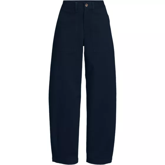 Women's Plus Size Chino High Rise Barrel Leg Utility Ankle Pants - primary